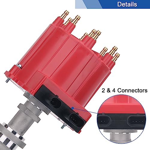 Distribuidor de encendido con tapa y rotor compatible con Chevrolet GMC 5.0L 5.7L 7.4L C/K Pickup Truck Van OEM 1103838 1103698 606-02302 606-02257, tapa roja, FDQ003
