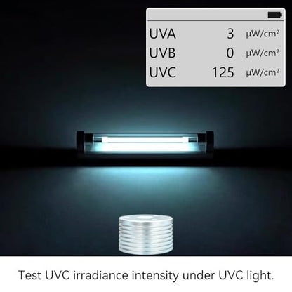 Medidor de luz AH-UVCBA, pruebe el índice UV de UVB | UVC, intensidad de irradiancia de UVC y UVA. Registre la distribución w/m² de UVC y UVA.