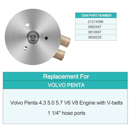 3812697 21214596 3862487 3858229 (impulsor original, rodamiento NSK) Bomba de agua de mar crudo con polea de correa doble V para Volvo Penta 4.3L 5.0L 5.7L V6 V8