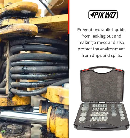 Juego de 72 piezas JIC de 37° de tapa y enchufe para manguera y tubo de manguera, juego de tapa hidráulica y enchufe de acero galvanizado 45# con rosca de precisión tamaños de tablero -04-06