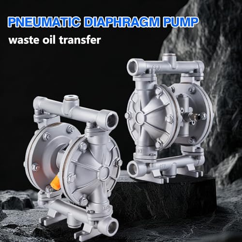 Bomba de doble diafragma accionada por aire de entrada y salida de 1,27 cm, bomba neumática de transferencia de aceite residual para productos químicos QBK-15P, 9 GPM de doble diafragma, hule de