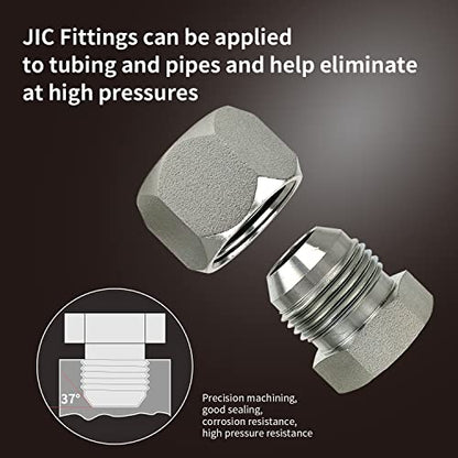 Pikwo 144 piezas JIC y ORFS Master - Tapa hidráulica industrial y tubo de manguera de enchufe y kit de montaje de tubería y tapa y enchufe de rosca de precisión en ORFS y tamaños de tablero de 37° 4,