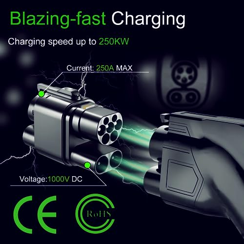 Adaptador CCS2 a CCS1 Adaptador EV Cargador Adpater, DC 1000V 250A CCS2 a CCS1 Enchufe Adaptador de Carga de Coche Conector de Cargador EV