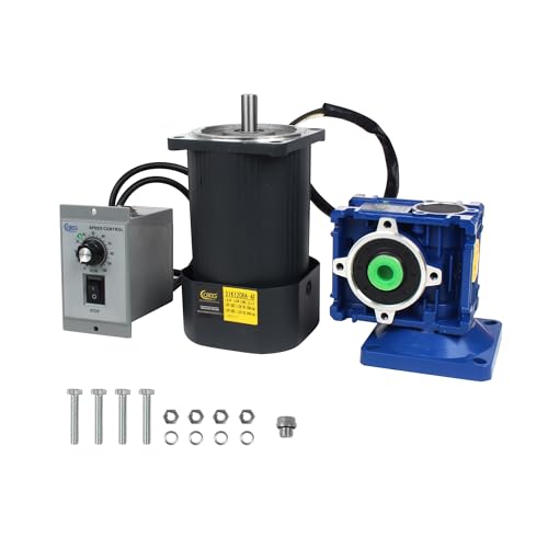 CNCTOPBAOS Motor de engranaje helicoidal de 120 W RV30 Relación de reductor 1:40 con controlador de gobernador de velocidad, motor de engranaje variable ajustable CW/CCW 90-1600RPM 110V, caja de