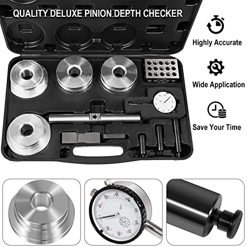 11001 Kit de herramientas de servicio de comprobador de profundidad de piñón diferencial apto para pernos GM 10-14, para Ford 7.5 pulgadas, 8 pulgadas, 8.8 pulgadas, 9 pulgadas, para Dana 30-80, para