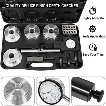 11001 Kit de herramientas de servicio de comprobador de profundidad de piñón diferencial apto para pernos GM 10-14, para Ford 7.5 pulgadas, 8 pulgadas, 8.8 pulgadas, 9 pulgadas, para Dana 30-80, para