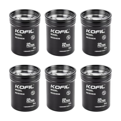 Paquete de 6 filtros de aceite Generico para motor RE504836, para tractores: Números de repuesto: Sustituye a LF16243, RE507522, RE502513, B7322, P550779, 57750 Calidad OEM