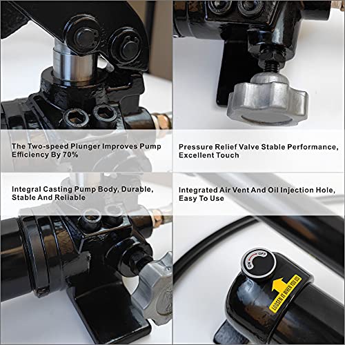 AMZCNC Bomba de Mano hidráulica de 10000 PSI 2 velocidades Power Pack Bomba de elevación hidráulica