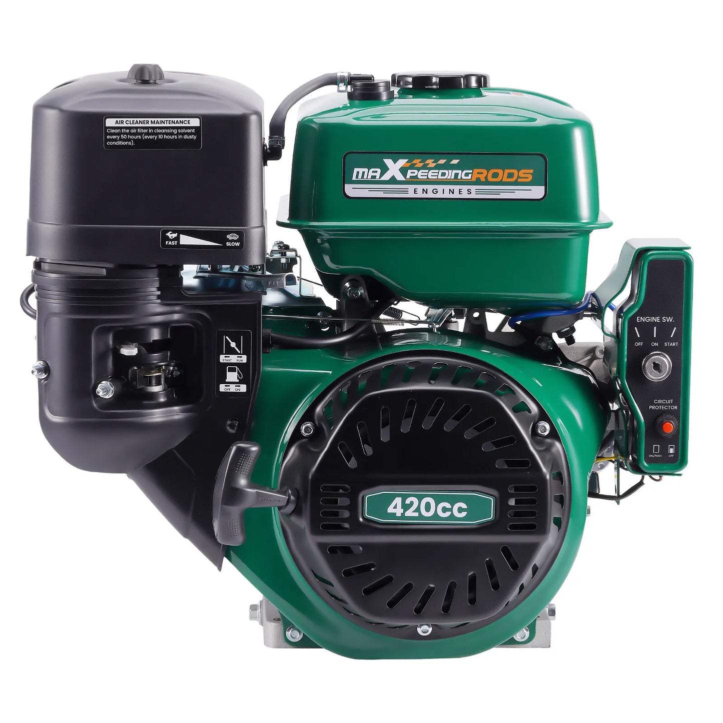 Motor horizontal de gasolina de 4 tiempos y 15 HP y 420 cc con arranque eléctrico para karts 8M0N2B