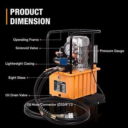 LCyindu - Bomba eléctrica hidráulica de 8.4 cuartos de galón, válvula solenoide de doble efecto de 8 litros, paquete de energía hidráulica, bomba portátil eléctrica, cilindro DB075-D2