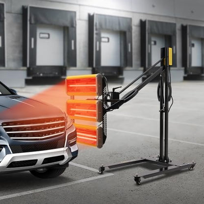 Lámpara infrarroja para hornear de pintura de 3900 W, lámpara de calor de onda corta con temporizador y control de temperatura, sistema de curado de pintura ajustable de 3 cabezales de 360°