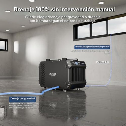 ALORAIR Galaxy 85P Deshumidificadores de espacio de acceso con bomba, deshumidificador comercial de 180 pintas para sótanos con manguera de drenaje, deshumidificador para espacios de arrastre de la industria con