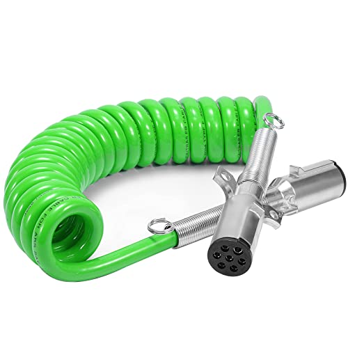 Bobina de alimentación eléctrica ABS de 7 vías de 15 pies, cables de ABS en espiral de alta resistencia, cable de alimentación eléctrica para tractores de remolque semirremolques