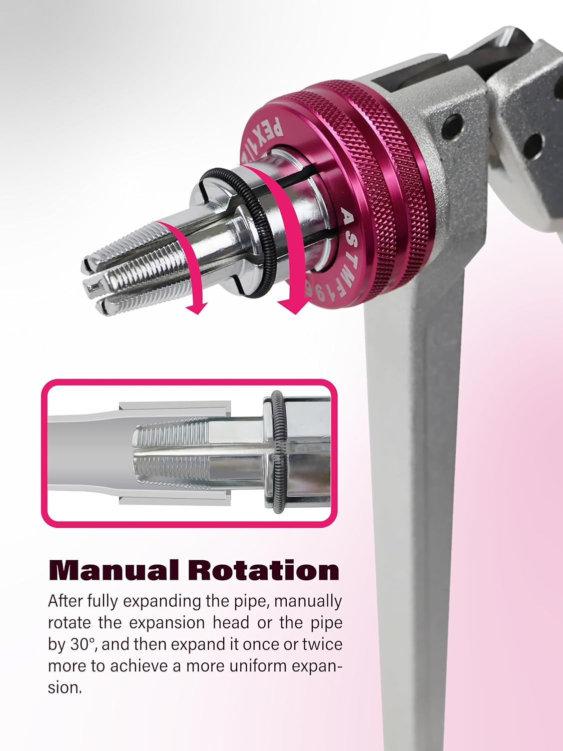AMZCNC PEX - Kit de herramientas de expansión manual para tubos ASTM F1960 Kit de herramientas de expansión PEX estándar con cabezales de expansión de 1/2", 3/4" y 1" para tuberías PEX-a - Incluye