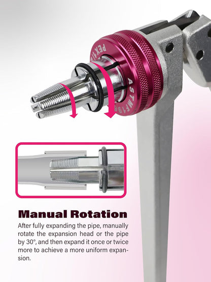 AMZCNC PEX - Kit de herramientas de expansión manual para tubos ASTM F1960 Kit de herramientas de expansión PEX estándar con cabezales de expansión de 1/2", 3/4" y 1" para tuberías PEX-a - Incluye