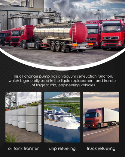 Mxmoonant Bomba de transferencia de aceite de 12 V, bomba extractora de cambio de aceite autocebante de 3.2 GPM, bomba de transferencia de combustible con mangueras para camión marino de queroseno
