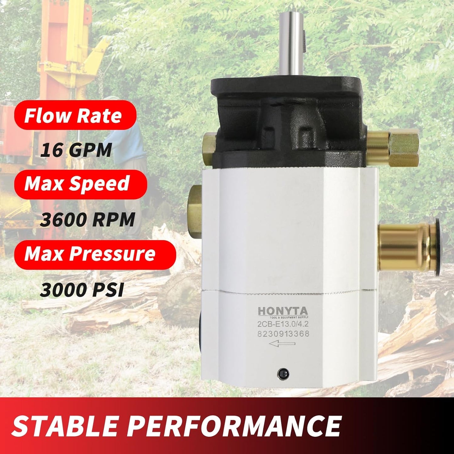 Bomba hidráulica de troncos de 11 GPM Bomba de engranajes de 2 etapas, bomba de engranajes HI/LO, bomba divisora de madera de 3000 PSI, 3600 RPM, bombas divisoras de troncos de aluminio de 1/8