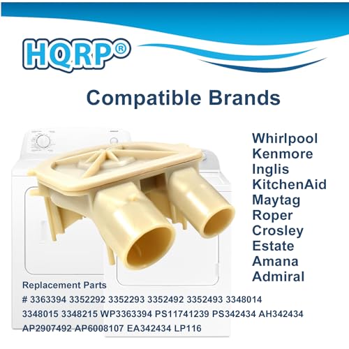Bomba de drenaje para lavadora compatible con Whirlpool 3363394 3352292 3352293 3352492 3352493 3348014 3348015 3348215 WP3363394 WP336333333 VP PSPSPSPSPSPS11741239 PS342434 AH342434 AP2907492 LP116