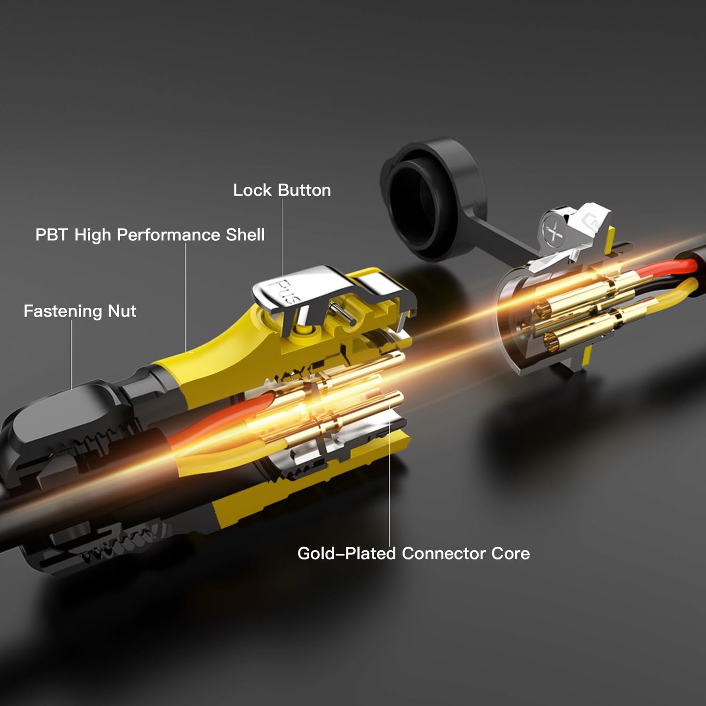 CNLINKO LP-20 2 Pin IP68 Conector impermeable M20 Macho Enchufe hembra Bloqueo rápido Conector circular de 2-12 pines para iluminación de escenario Cableado de panel solar (2 pines)
