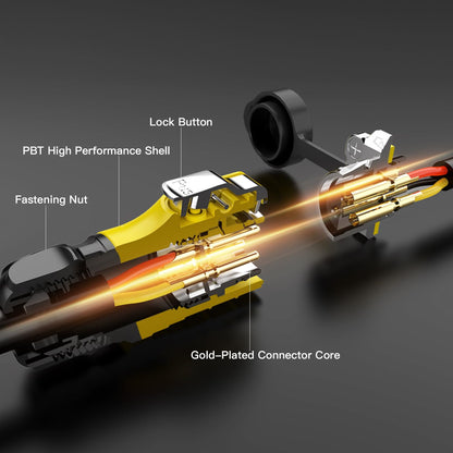 CNLINKO LP-20 2 Pin IP68 Conector impermeable M20 Macho Enchufe hembra Bloqueo rápido Conector circular de 2-12 pines para iluminación de escenario Cableado de panel solar (2 pines)