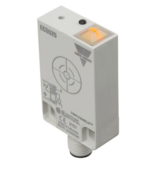 CARLO GAVAZZI EC5525PPAP-1 - Capacitive Proximity Sensor, Flat Pack, 10-40VDC, 4-25mm Range, PNP, Plug