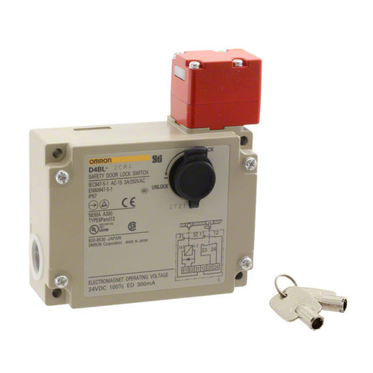 Omron Automation and Safety D4BL-2CRA D4BL Liberación de solenoide DPST-NO/NC (Normalmente abierto/cerrado) + SPST-NC (Normalmente cerrado)