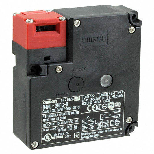 Omron Automation and Safety D4NL-2HFG-B D4NL Bloqueo de solenoide 3PST-NC (Normalmente cerrado) + DPST-NC (Normalmente cerrado)
