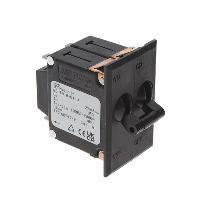 Sensata-Airpax IEGHS11-1-62-10.0-01-V IEG Montaje en panel Magnético, (retardo hidráulico) 10A