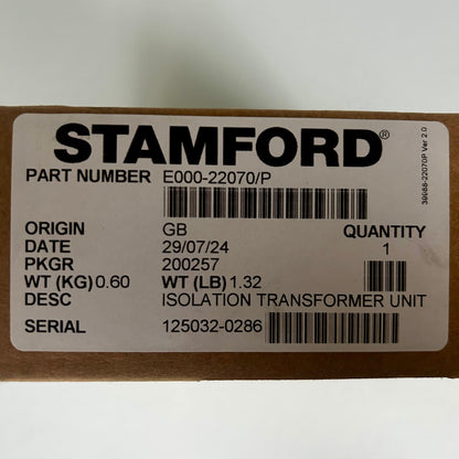 Stamford E000-22070/P Transformador de aislamiento Stamford - Original y fabricado en el Reino Unido. E000-22070 / 076-05210
