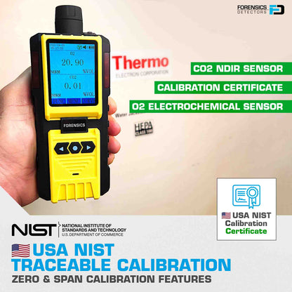 FORENSICS DETECTORS FD-600-CO2-O2-INC Analizador de Incubadora CO2 y O2 | UE Certificado de Calibración