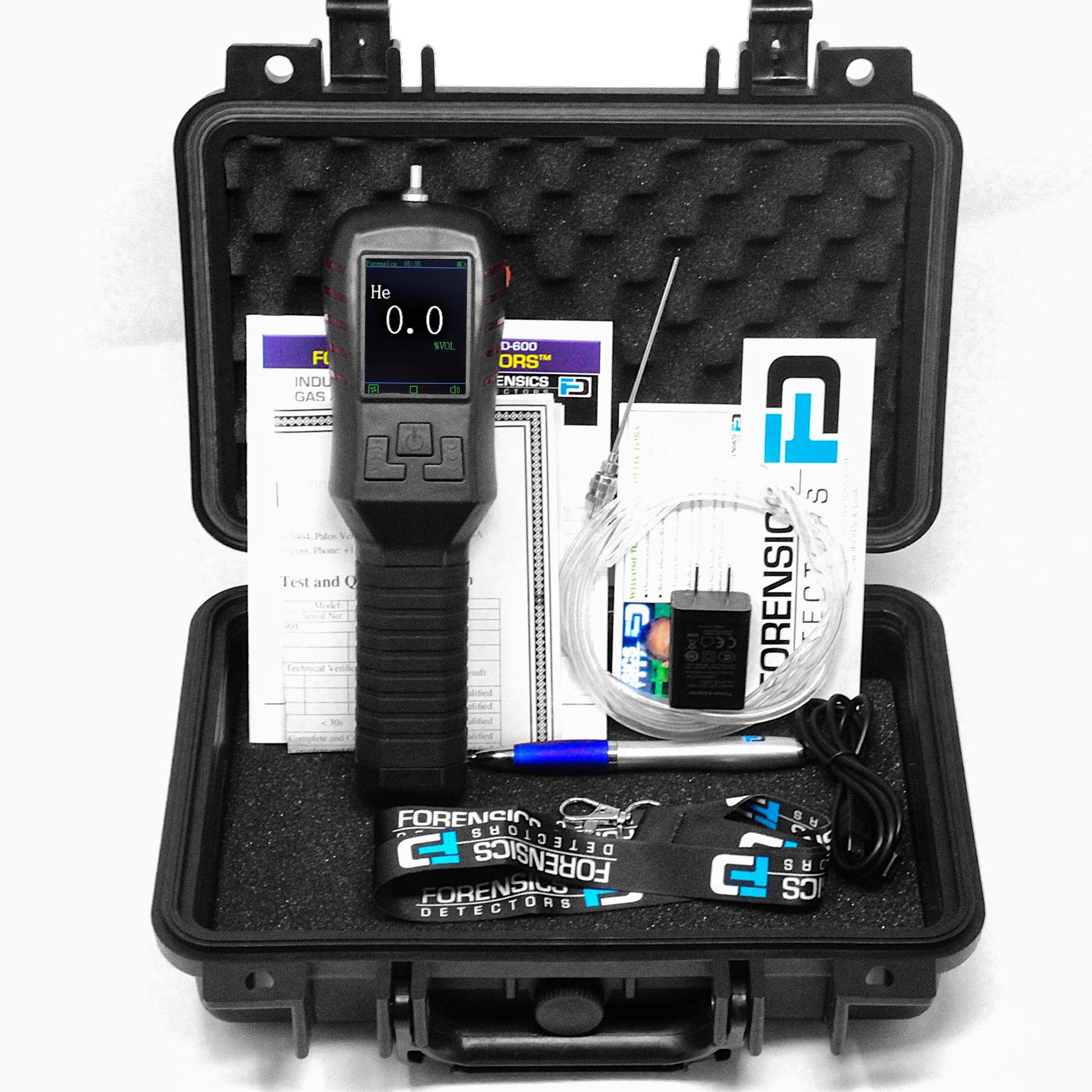 Analizador de helio | Fuga 0-100% | Calibración NIST de EE. UU Marca: FORENSICS DETECTORS Modelo: FD-311-He