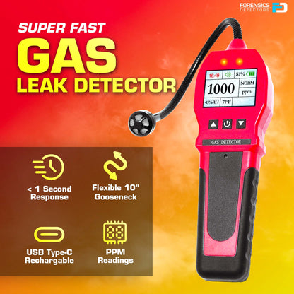 FORENSICS DETECTORS #FD-90E-RED Detector de Fugas de Gas | Combustibles | Rojo