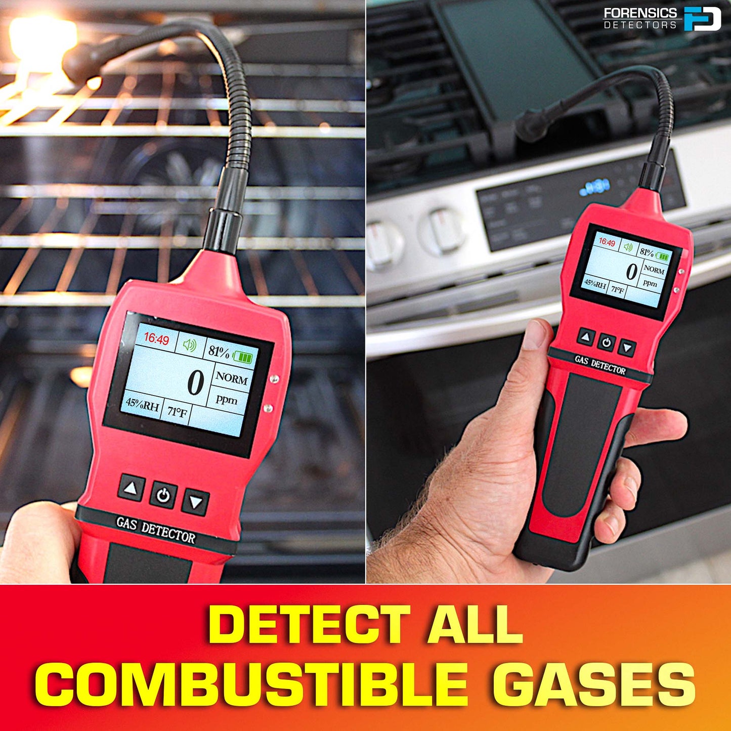 FORENSICS DETECTORS #FD-90E-RED Detector de Fugas de Gas | Combustibles | Rojo