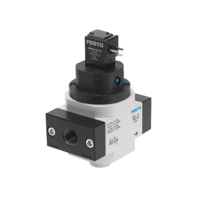 Festo Corporation HEE-1/2-D-MIDI-24 HEE Válvula de solenoides 3/2 normalmente cerrado 36 ~ 232 PSI (2.5 ~ 16 bar) Válvula de solenoides