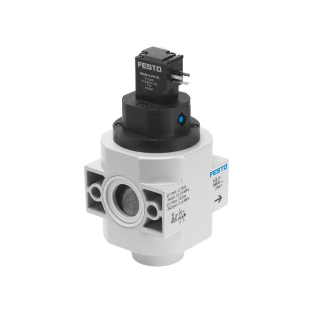 Festo Corporation HEE-D-MAXI-24 HEE Válvula de solenoides 3/2 normalmente cerrado 36 ~ 232 PSI (2.5 ~ 16 bar) Válvula de solenoides