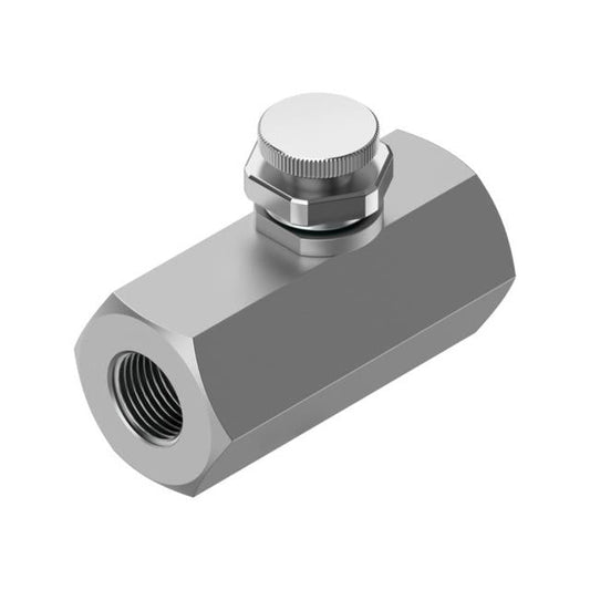 Festo Corporation GRO-1/4 GRO Restrictor de flujo, ajustable - 0 ~ 145 PSI (0 ~ 10 bar) Válvula de control