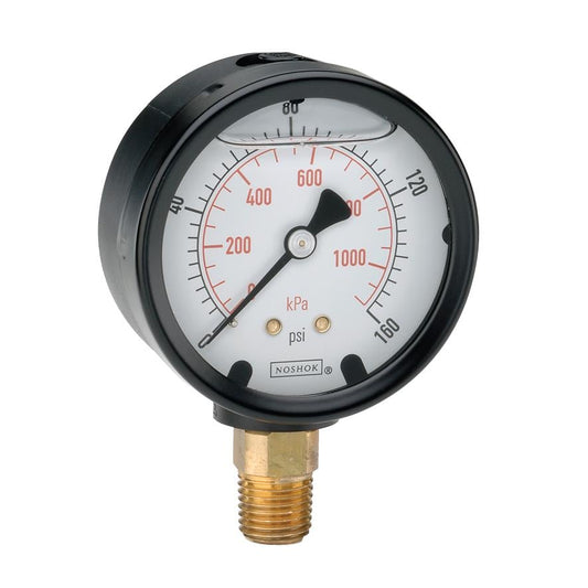 NOSHOK, Inc. 25-900-30/60-psi/kPa-GY40-BP3-CC 900 Pressure Gauge Presión operada -14.73 ~ 60 PSI (-1.01 ~ 4.13bar) -