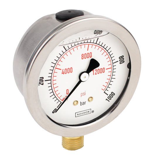 NOSHOK, Inc. 25-901-1-bar/psi-G1/4-GY40-BP3-CC 900 Pressure Gauge Presión operada 0 ~ 15 PSI (0 ~ 1 bar) -