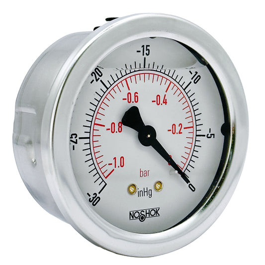 NOSHOK, Inc. 25-911-30-vac/bar 900 Pressure Gauge Aspiradora operada -14.73 ~ 0 PSI (-1.01 ~ 0bar) -