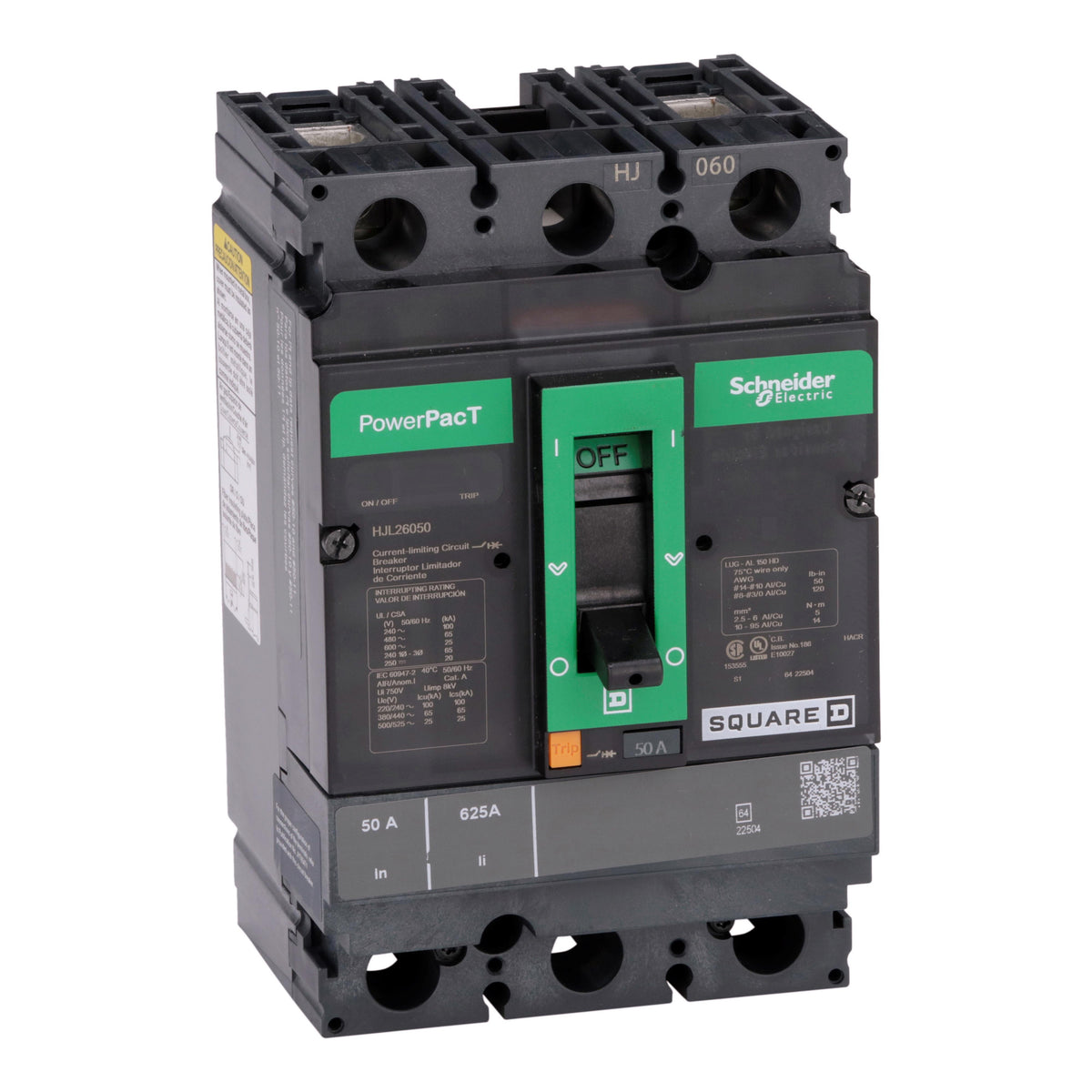 Schneider Electric HJL26050 PowerPact H Montaje de chasis Termomagnético 50A