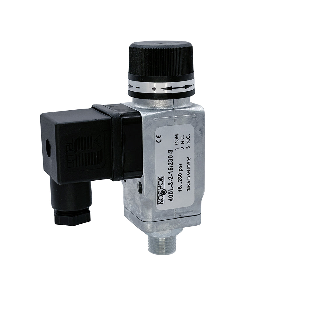 NOSHOK, Inc. 400L-3-2-15/230-8 400L Interruptor de presión 3/2 normalmente cerrado/normalmente abierto 15 ~ 230 PSI (1 ~ 15.85 bar) -