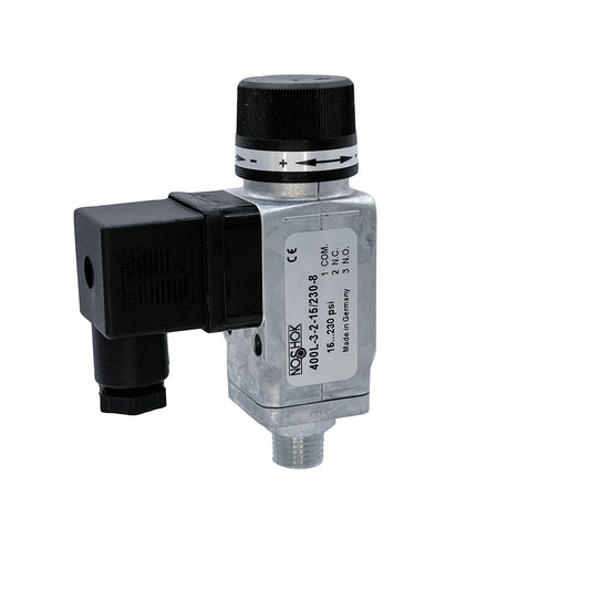 NOSHOK, Inc. 400L-3-2-15/230-8-EP 400L Interruptor de presión 3/2 normalmente cerrado/normalmente abierto 15 ~ 230 PSI (1 ~ 15.85 bar) -