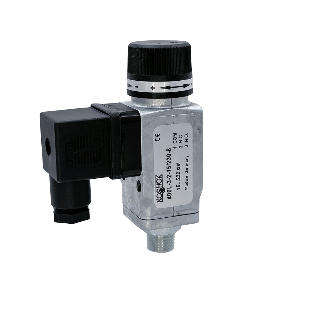 NOSHOK, Inc. 400L-3-45-3/30-8-SP 400L Interruptor de presión 3/2 normalmente cerrado/normalmente abierto 3 ~ 30 PSI (0.2 ~ 2.06 bar) -