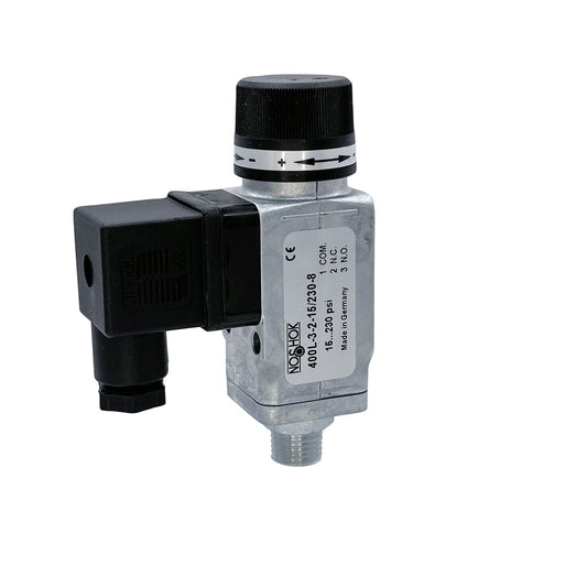 NOSHOK, Inc. 400L-3-45-3/30-8-SP 400L Interruptor de presión 3/2 normalmente cerrado/normalmente abierto 3 ~ 30 PSI (0.2 ~ 2.06 bar) -