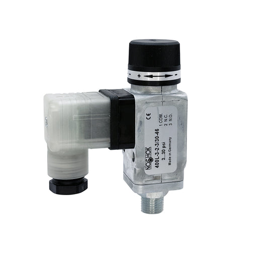NOSHOK, Inc. 400L-3-45-3/30-46 400L Interruptor de presión 3/2 normalmente cerrado/normalmente abierto 3 ~ 30 PSI (0.2 ~ 2.06 bar) -