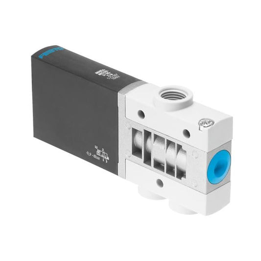 Festo Corporation MHE4-M1H-3/2G-1/4 MHE Válvula de solenoides 3/2 normalmente cerrado -13 ~ 116 PSI (-0.9 ~ 8 bar) Válvula de solenoides