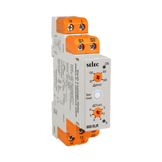 Selec Controls USA Inc. 600ELR-1-30/500MA-230V 600ELR Falla a tierra 230VCA 0 ~ 10s -