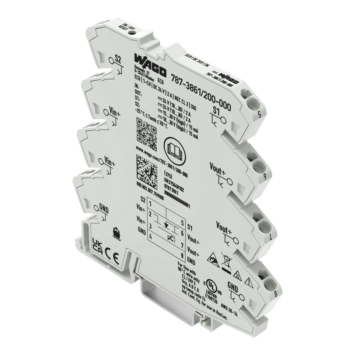 WAGO Corporation 787-3861/200-000 - Riel DIN Termomagnético 2A