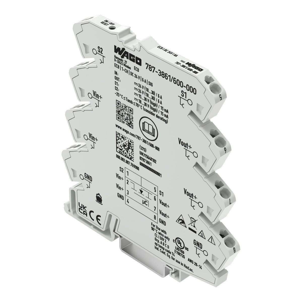WAGO Corporation 787-3861/600-000 - Riel DIN Estado sólido 6A