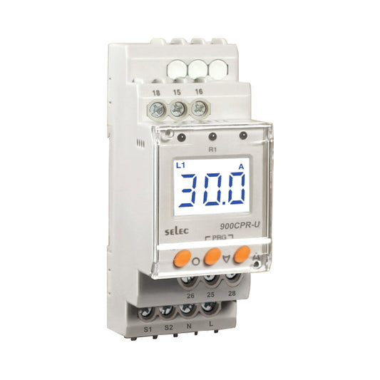 Selec Controls USA Inc. 900CPR-1-BL-U-CE 900CPR Sobrecorriente, subvoltaje 85 ~ 270VCA/CC 0 ~ 99.9s 0°C ~ 50°C